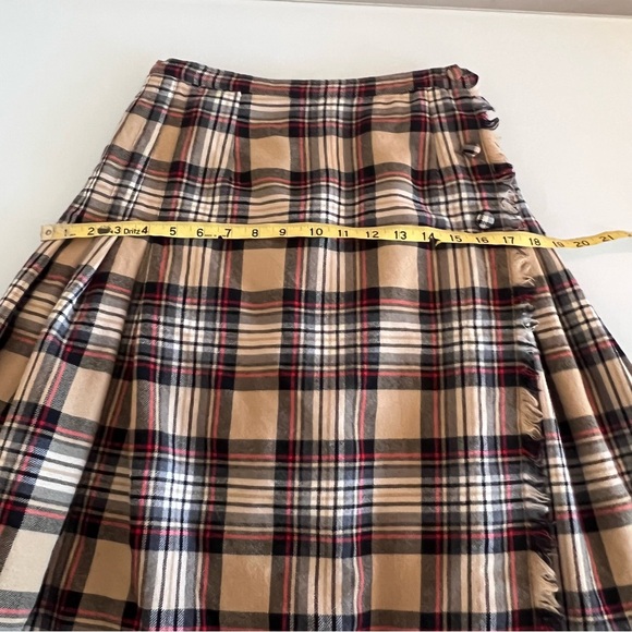 ALJEAN Vintage Pure Virgin Wool Tartan Plaid Midi Skirt - Picture 8 of 11